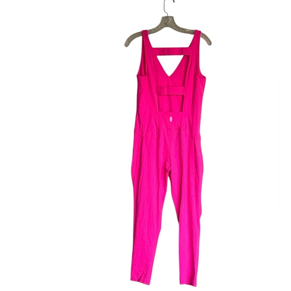 NWT Free People FP Movement Never Better Strappy Back Jumpsuit Large, HOT PINK - Picture 10 of 10